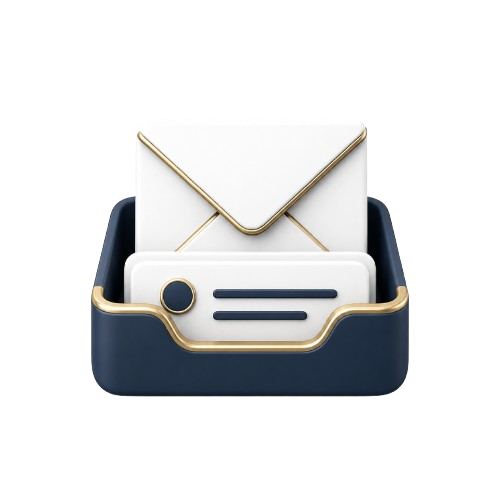 Email and inbox management icon representing organized message handling and communication support for law firms
